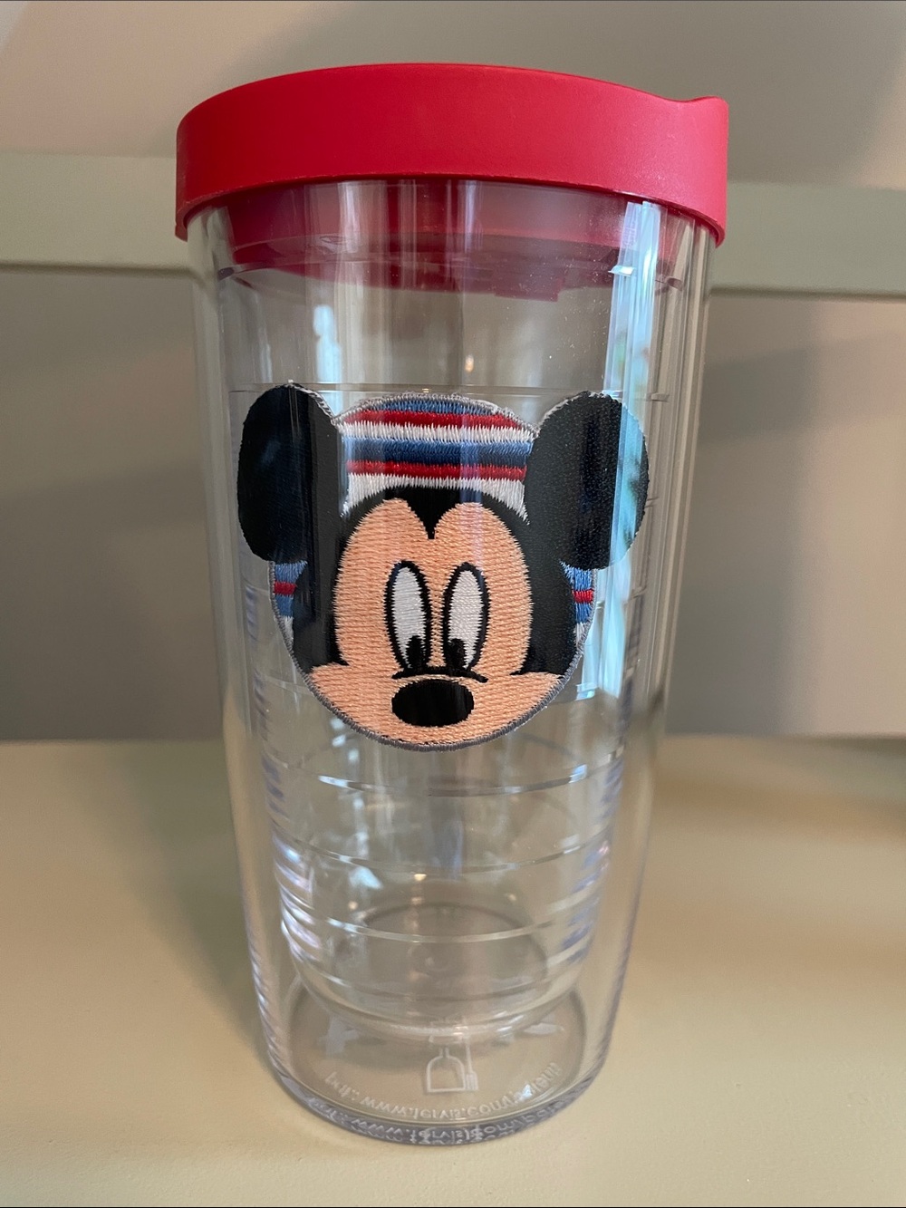 Tervis Tumbler Clear with Mickey Mouse, Red Lid 16 oz, NEW
